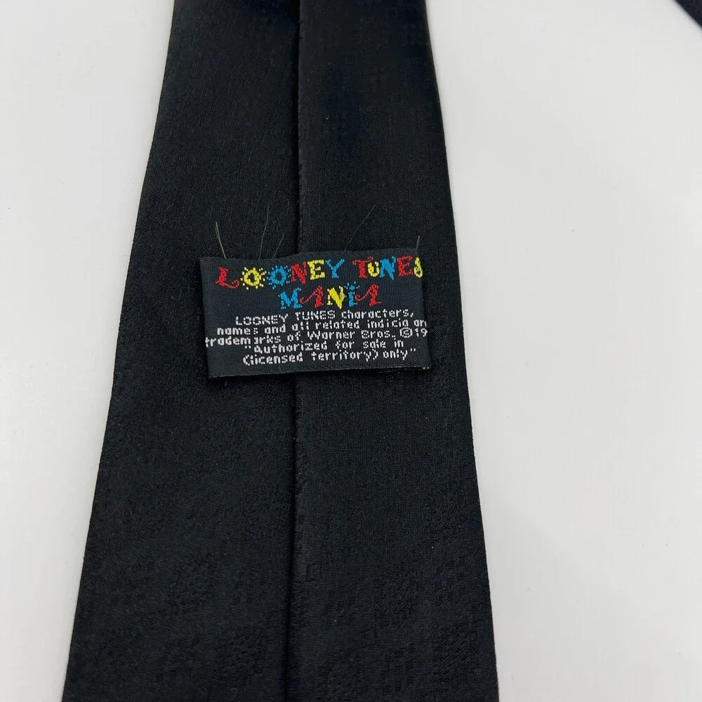 Vintage Looney Tunes Mania‎ Necktie Mens Black Shirt Tie Cartoon Taz Tweety Wile